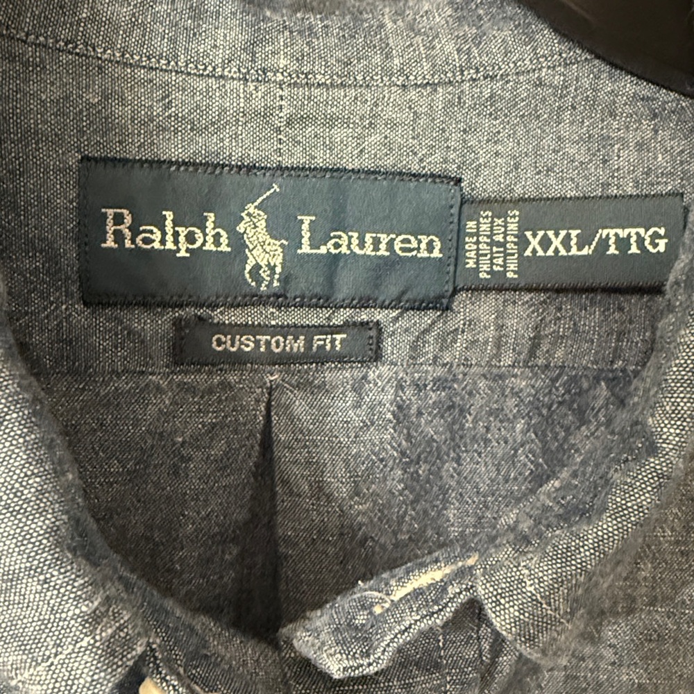 Ralph Lau­ren Men's Blue Custom Fit Button Down Shirt Dark XXL - Picture 3 of 6